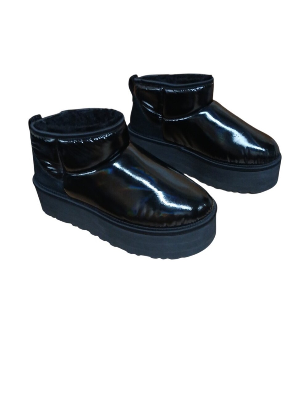 UGG Classic Ultra Mini Platform Hi Shine Ankle Boots Black Size 9